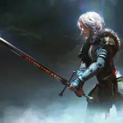 Wojowniczka z runicznym mieczem, gotowa do walki. Prawdziwy great weapon master 5e.