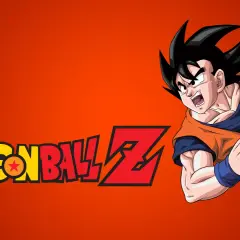 Goku w pomarańczowym gi, gotowy do walki, obok logo Dragon Ball Z. To początek przygód z pierwszego sezonu!
