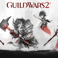 Cztery postacie z Guild Wars 2 dodatki: wojowniczka z kosą, charr z młotem, sylvari łuczniczka i człowiek w zbroi.
