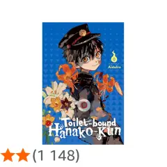 Okładka mangi "Toilet-bound Hanako-kun" tom 10. Uśmiechnięty chłopiec w czapce szkolnej, otoczony kwiatami.