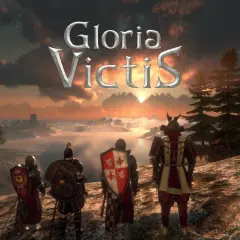 Rycerze w zbrojach patrzą na zachód słońca nad jeziorem. Polska flaga i logo "Gloria Victis" sugerują polski origin online.