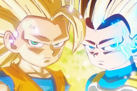 Son Goku SSJ2 i Vegeta w Super Saiyan, gotowi do walki.