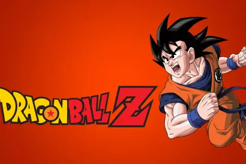 Goku w pomarańczowym gi, gotowy do walki, obok logo Dragon Ball Z. To początek przygód z pierwszego sezonu!
