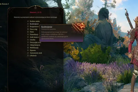 BG3 Barbarian: wybór manewru Rozbrojenie, który pozwala zrzucić broń przeciwnikowi.