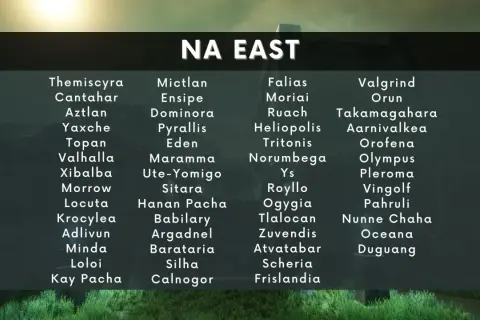 Lista serwerów New World w regionie NA EAST: Aztlan, Valhalla, Eden, Orofena, Olympus i wiele innych.