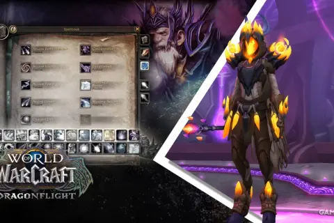 Interfejs gry World of Warcraft Dragonflight z oknem zaklęć maga, pokazującym umiejętności takie jak Arcane Power i Mastery: Savant, kluczowe dla optymalnej arcane mage rotation.