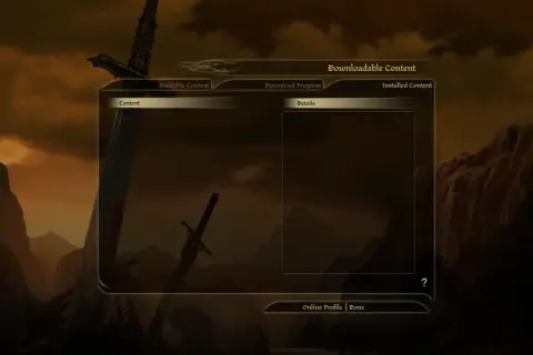 Menu pobierania zawartości do Dragon Age: Origins. Widok dostępnych dodatków DLC.