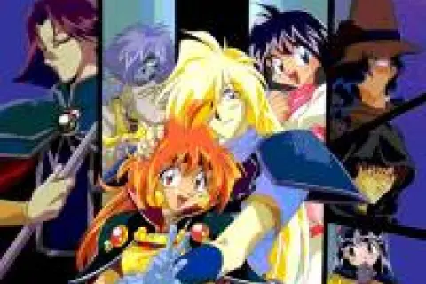 Slayers: magiczni wojownicy w akcji! Lina, Gourry, Zelgadis i Amelia gotowi na przygodę.
