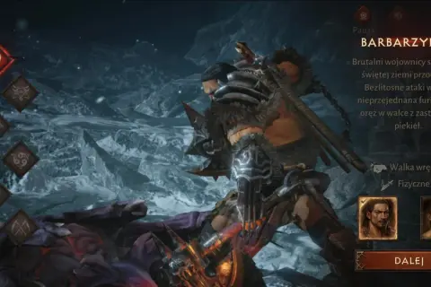 Wybór klasy Barbarzyńcy w Diablo Immortal. Brutalny wojownik z furią w walce z zastępami piekieł.