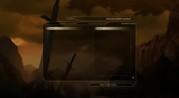 Menu pobierania zawartości do Dragon Age: Origins. Widok dostępnych dodatków DLC.