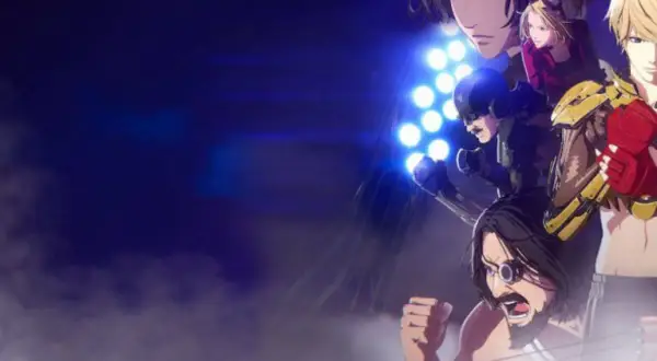 Postacie z anime sztuki walki w ringu, gotowe do walki pod światłami.