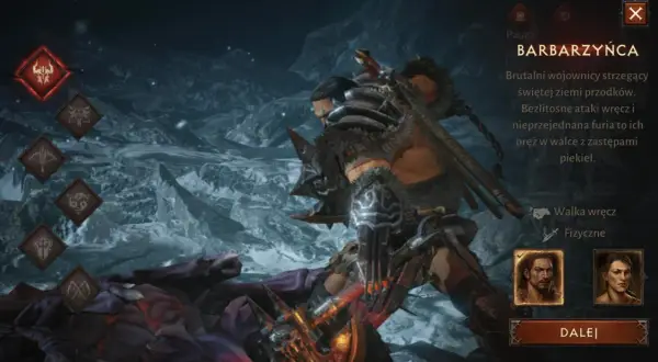 Wybór klasy Barbarzyńcy w Diablo Immortal. Brutalny wojownik z furią w walce z zastępami piekieł.