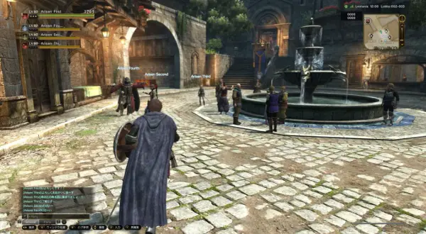 Gracze w Dragons Dogma Online spotykają się przy fontannie w mieście, by wyruszyć na przygodę.