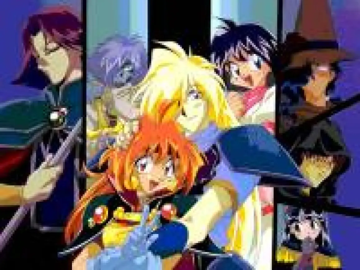 Slayers: magiczni wojownicy w akcji! Lina, Gourry, Zelgadis i Amelia gotowi na przygodę.