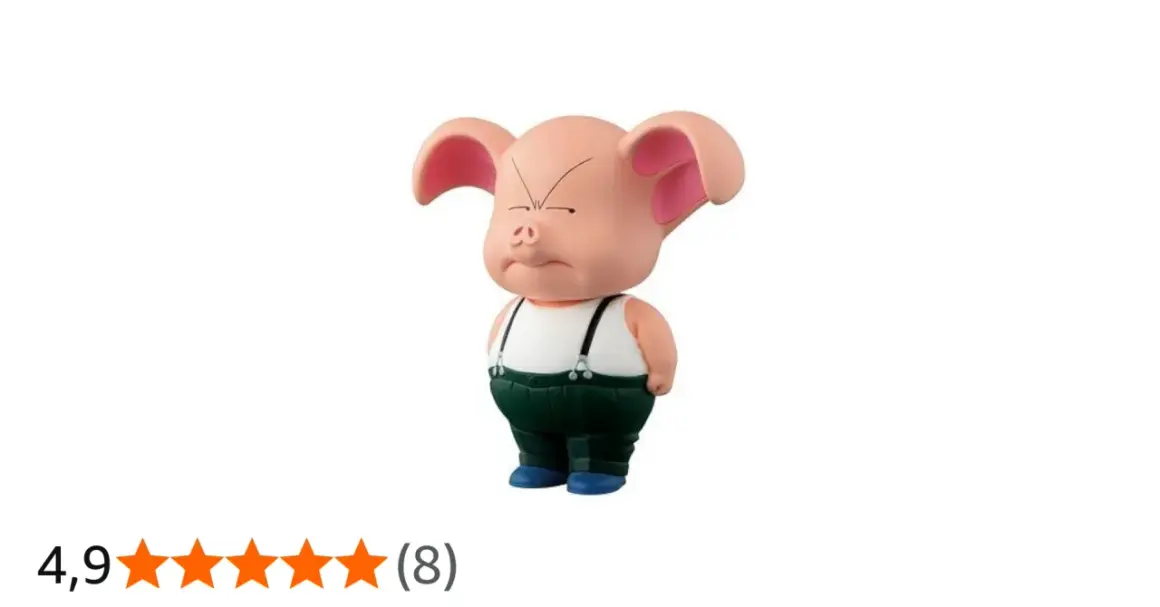 Figurka Oolonga z Dragon Ball, śmiesznego świniaka w zielonych spodniach na szelkach, gotowego na przygodę.