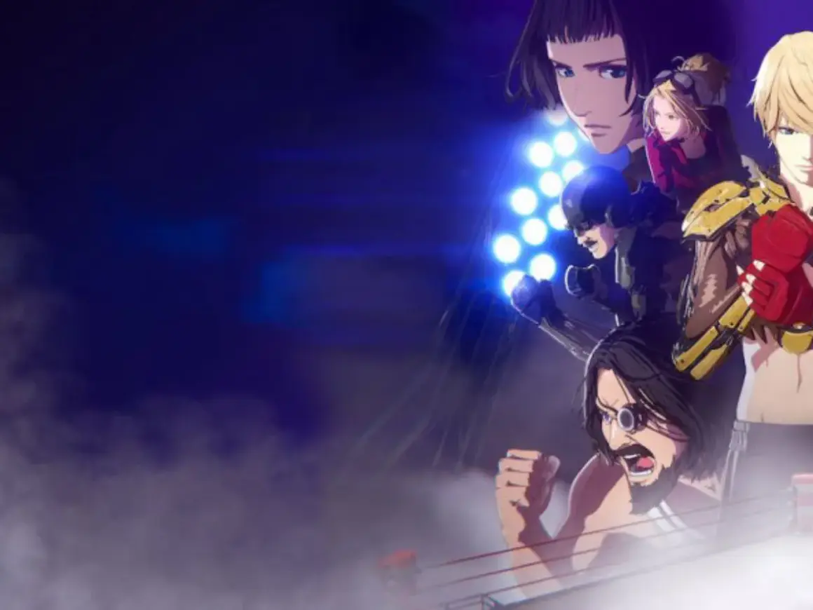 Postacie z anime sztuki walki w ringu, gotowe do walki pod światłami.