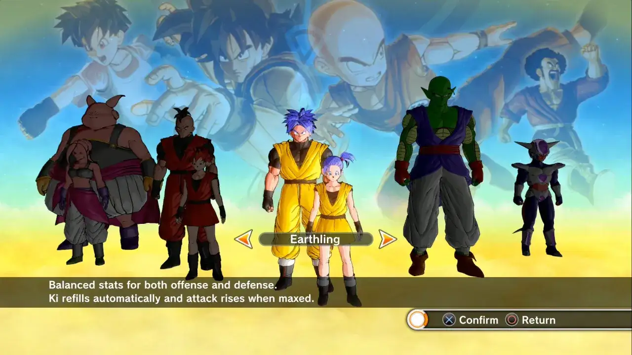 Wybierz rasę Earthling w Dragon Ball Xenoverse 2 poradnik. Postacie mają zbalansowane statystyki, a Ki odnawia się automatycznie.