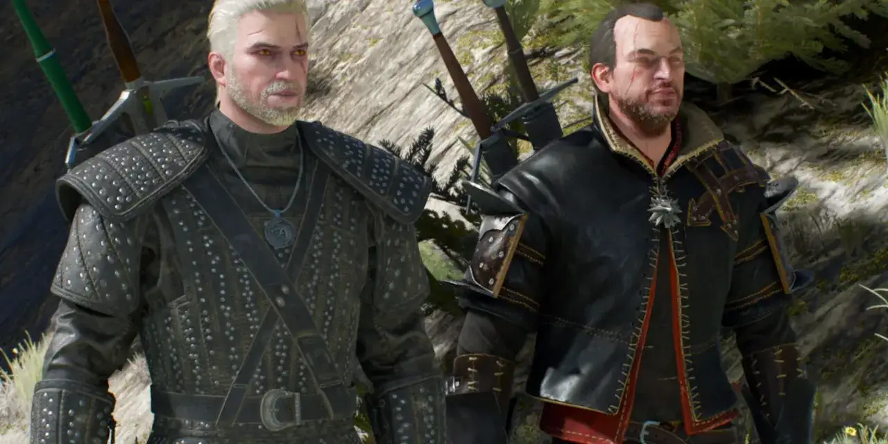Geralt w zbroi zapomnianego wilka i Lambert stoją obok siebie, gotowi na kolejne wyzwania.