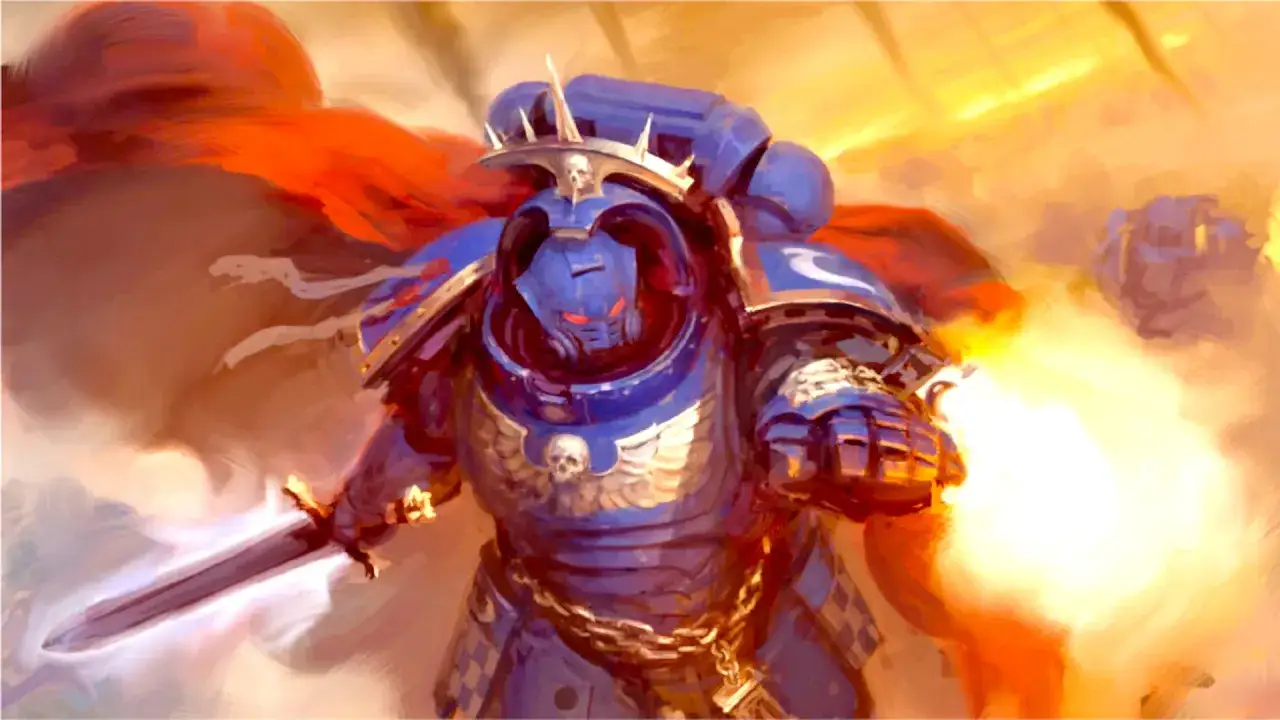 Kosmiczny Marines w niebieskiej zbroi, z mieczem i płomieniami, walczy w imieniu Imperium. To jedna z wielu potężnych Warhammer 40k frakcje.