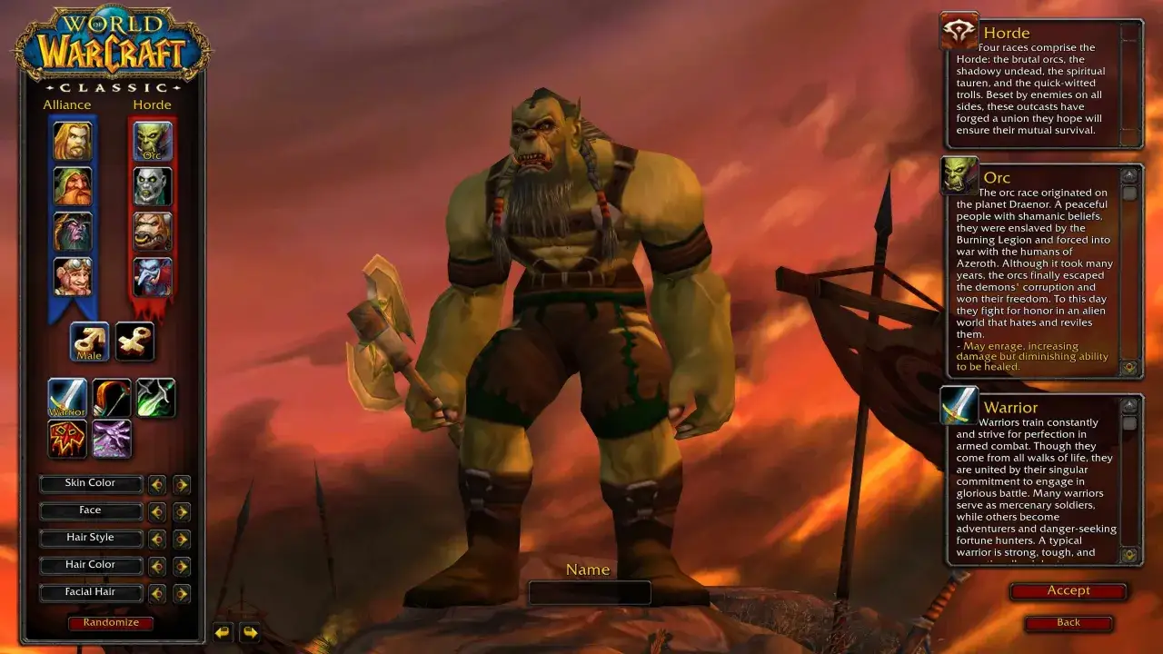 Potężny ork z World of Warcraft, gotowy do walki. Wow, jaki wojownik!
