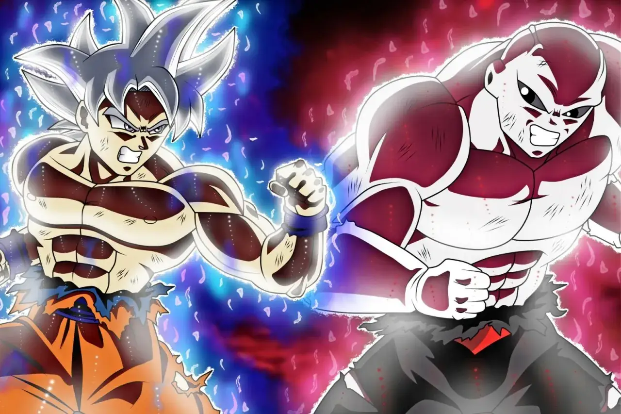 Goku w Ultra Instynkcie kontra Jiren. Epicka scena z Dragon Ball Super odc 130, pełna energii i determinacji.