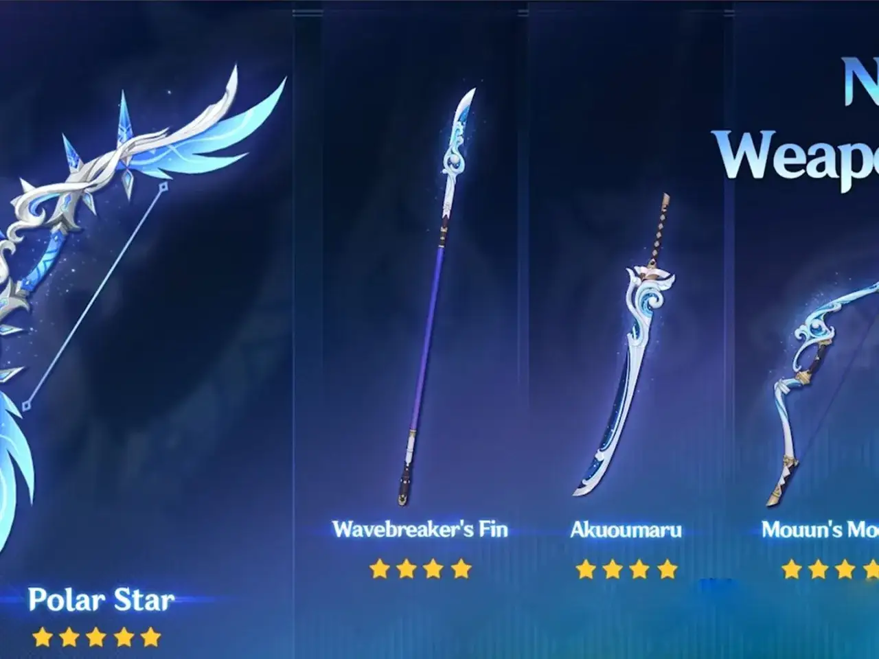 Łuk Polar Star i inne bronie z Genshin Impact.