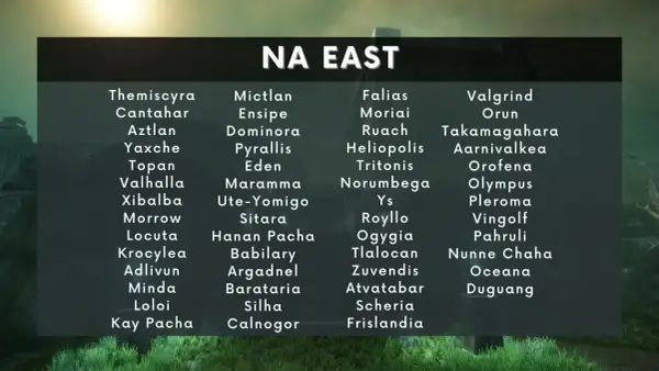 Lista serwerów New World w regionie NA EAST: Aztlan, Valhalla, Eden, Orofena, Olympus i wiele innych.