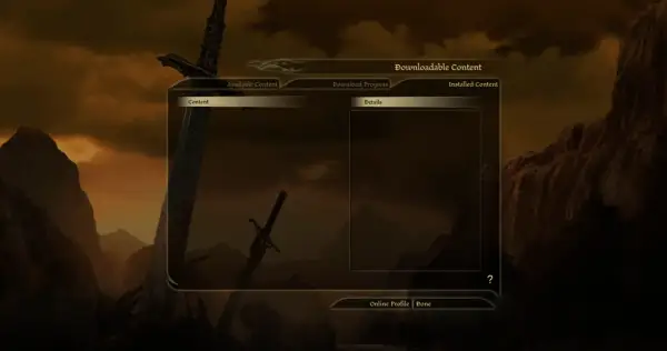 Menu pobierania zawartości do Dragon Age: Origins. Widok dostępnych dodatków DLC.