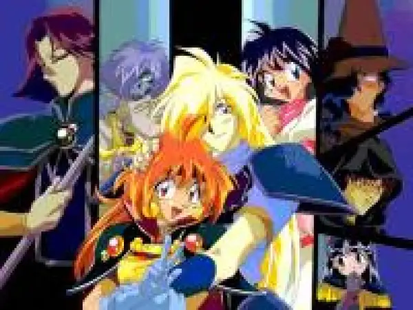 Slayers: magiczni wojownicy w akcji! Lina, Gourry, Zelgadis i Amelia gotowi na przygodę.